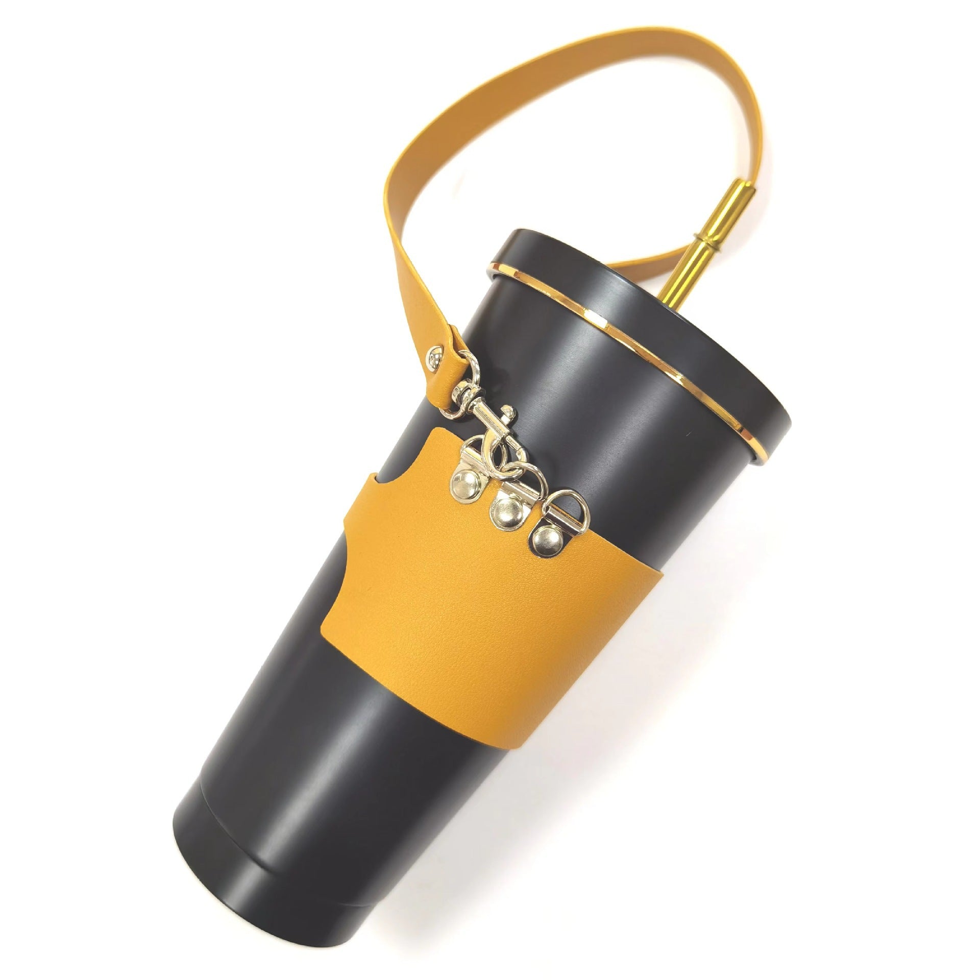 Wholesale Portable Adjustable PU Leather Diameter 75-95mm Insulated Cup Holder